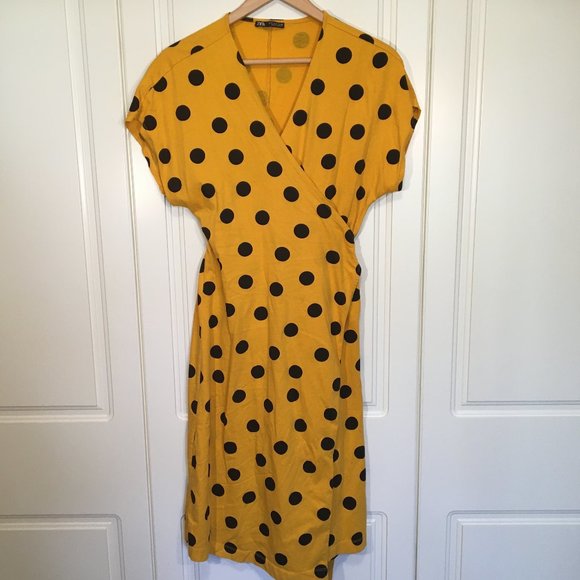 Zara NWOT polka dot wrap dress size small - Picture 2 of 13